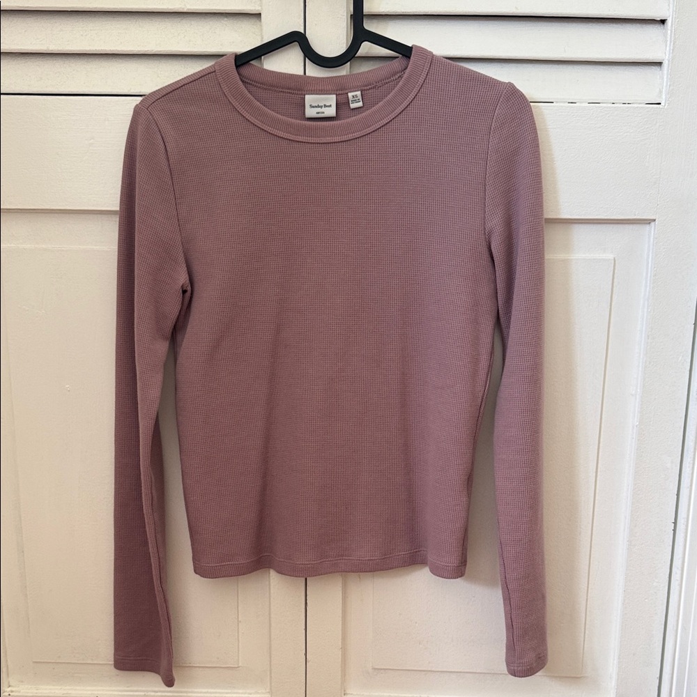 Aritzia Sunday Best Ribbed Knit Top in Dusty Pink